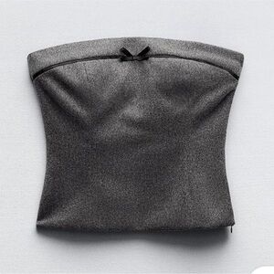 NWT ZARA Gray Flanel Wool Blend Bandeau
Strapless Top Bow